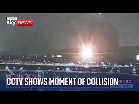 Washington DC plane crash: CCTV captures the moment of collision
