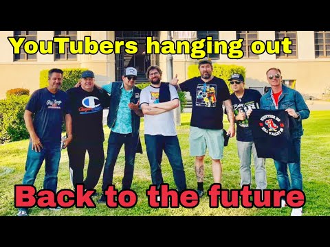 Youtubers hanging out at the Hill Valley High School from the Movie Location Back to the Future