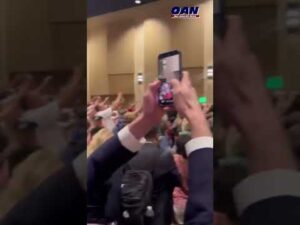 President Trump made an unplanned stop to greet supporters gathered in an overflow gym